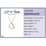 Heart necklace, Κ14 gold with diamond 0.003ct, VS2, H ko5309 NECKLACES Κοσμηματα - chrilia.gr