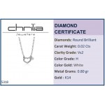 Heart necklace, Κ14 white gold with diamond 0.02ct, VS2, H ko5318 NECKLACES Κοσμηματα - chrilia.gr
