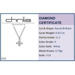 Cross neclace, Κ14 white gold with diamonds 0.02ct, VS2, H ko5319 NECKLACES Κοσμηματα - chrilia.gr