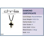 Cross neclace, Κ14 gold with diamonds 0.012ct, VS2, H ko5602 NECKLACES Κοσμηματα - chrilia.gr