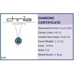 Necklace, Κ18 white gold with London Blue topaz 2.12cts and diamonds, VS1, G, ko5648 NECKLACES Κοσμηματα - chrilia.gr