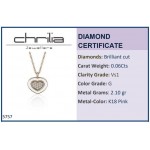 Heart necklace, Κ18 pink gold with diamonds 0.06ct VS1, G and enamel ko5757 NECKLACES Κοσμηματα - chrilia.gr