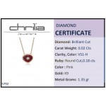 Eye necklace, Κ9 pink gold with rubies 0.18ct and diamond 0.02ct, VS1, H ko5792 NECKLACES Κοσμηματα - chrilia.gr