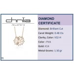 Flower neclace, Κ14 pink gold with diamonds 0.48ct, VS2, H pk0095 NECKLACES Κοσμηματα - chrilia.gr