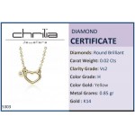 Heart necklace, Κ14 gold with diamond 0.02ct, VS2, H ko5303 NECKLACES Κοσμηματα - chrilia.gr