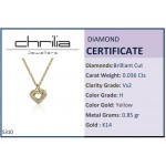 Heart necklace, Κ14 gold with diamonds 0.04ct, VS2, H ko5310 NECKLACES Κοσμηματα - chrilia.gr