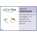 Hoop earrings 18K gold with brown diamonds 0.17ct and enamel, sk3934 EARRINGS Κοσμηματα - chrilia.gr