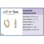 Hoop earrings 18K gold with diamonds 0.11ct, VS1, H, sk3956 EARRINGS Κοσμηματα - chrilia.gr