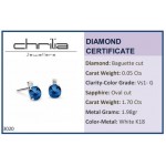 Μονόπετρα σκουλαρίκια Κ18 λευκόχρυσο με ζαφείρια 1.70ct, και διαμάντια VS1, G sk3020 ΣΚΟΥΛΑΡΙΚΙΑ Κοσμηματα - chrilia.gr