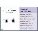 Drop earrings 18K white gold with sapphires 0.38ct and diamonds 0.06ct VS2, H sk3335 EARRINGS Κοσμηματα - chrilia.gr