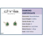 Drop earrings 18K gold with emeralds 0.34ct and diamonds 0.10ct VS2, H sk3337 EARRINGS Κοσμηματα - chrilia.gr