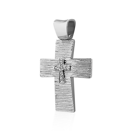 Βαπτιστικός σταυρός Κ14 λευκόχρυσο με ζιργκόν st3130 ΣΤΑΥΡΟΙ Κοσμηματα - chrilia.gr