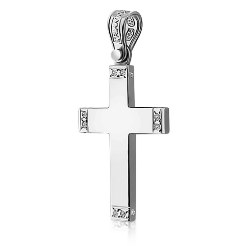 Βαπτιστικός σταυρός Κ14 λευκόχρυσο με ζιργκόν st3513 ΣΤΑΥΡΟΙ Κοσμηματα - chrilia.gr