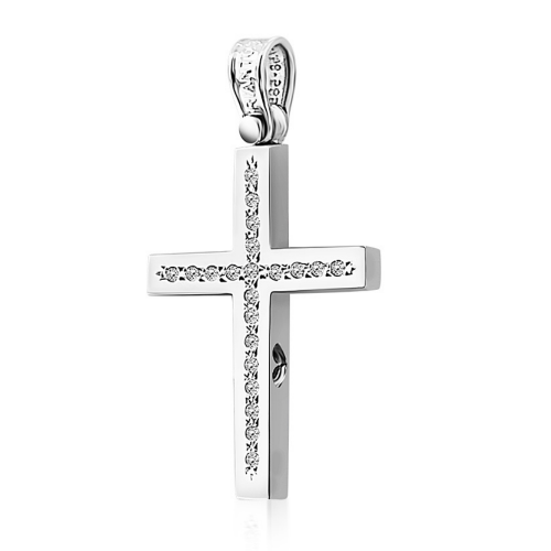 Βαπτιστικός σταυρός Κ14 λευκόχρυσο με ζιργκόν st3708 ΣΤΑΥΡΟΙ Κοσμηματα - chrilia.gr