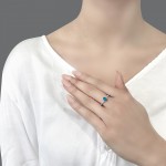 Solitaire ring 14K white gold with blue and white zircon, da4072 ENGAGEMENT RINGS Κοσμηματα - chrilia.gr