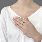 Solitaire ring 14K gold with green and white zircon, da4153 ENGAGEMENT RINGS Κοσμηματα - chrilia.gr