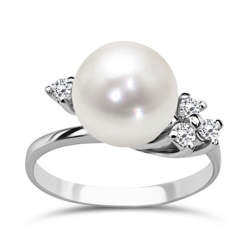 Multistone ring 14K white gold with pearl and zircon, da2260 ENGAGEMENT RINGS Κοσμηματα - chrilia.gr