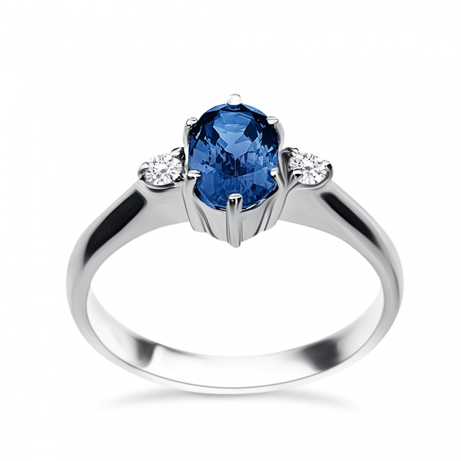 Solitaire ring 18K white gold with sapphire 1.10ct and diamonds , VS1, F da2936 ENGAGEMENT RINGS Κοσμηματα - chrilia.gr