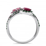Multistone ring 18K white gold with ruby, pink tourmaline, tsavorites and diamonds, 2,72ct, VS1, F da2938 RINGS Κοσμηματα - chrilia.gr