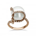 Multistone ring 18K pink gold with pearl and diamonds 0.39ct, VS1, F da2948 ENGAGEMENT RINGS Κοσμηματα - chrilia.gr