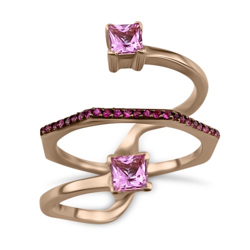 Multistone ring 18K pink gold with pink sapphires 0.49ct da3045 RINGS Κοσμηματα - chrilia.gr