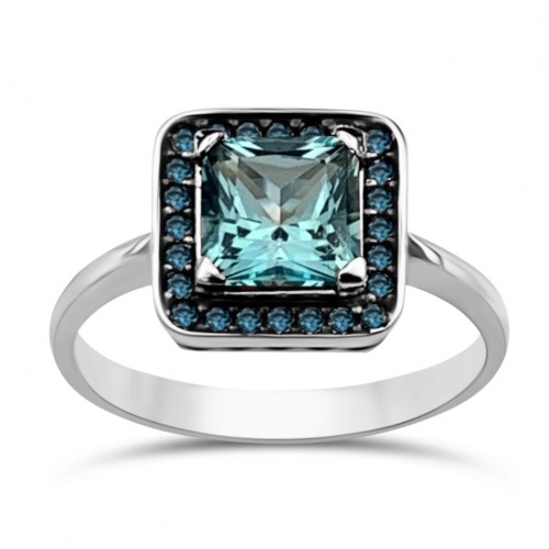 Πολύπετρο Δαχτυλίδι - Πολύπετρο δαχτυλίδι Κ14 λευκόχρυσο με μπλε τοπάζι και ζιργκόν, da3081 ΔΑΧΤΥΛΙΔΙΑ Κοσμηματα - chrilia.gr