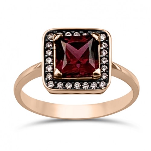 Multistone ring 14K pink gold with rhodolite and zircon, da3083 RINGS Κοσμηματα - chrilia.gr