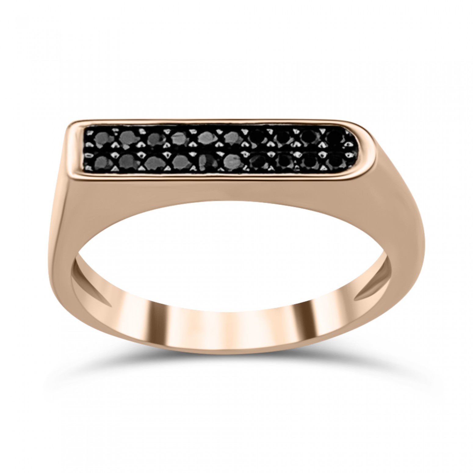 Multistone ring K9 pink gold with black zircon, da3249 RINGS Κοσμηματα - chrilia.gr