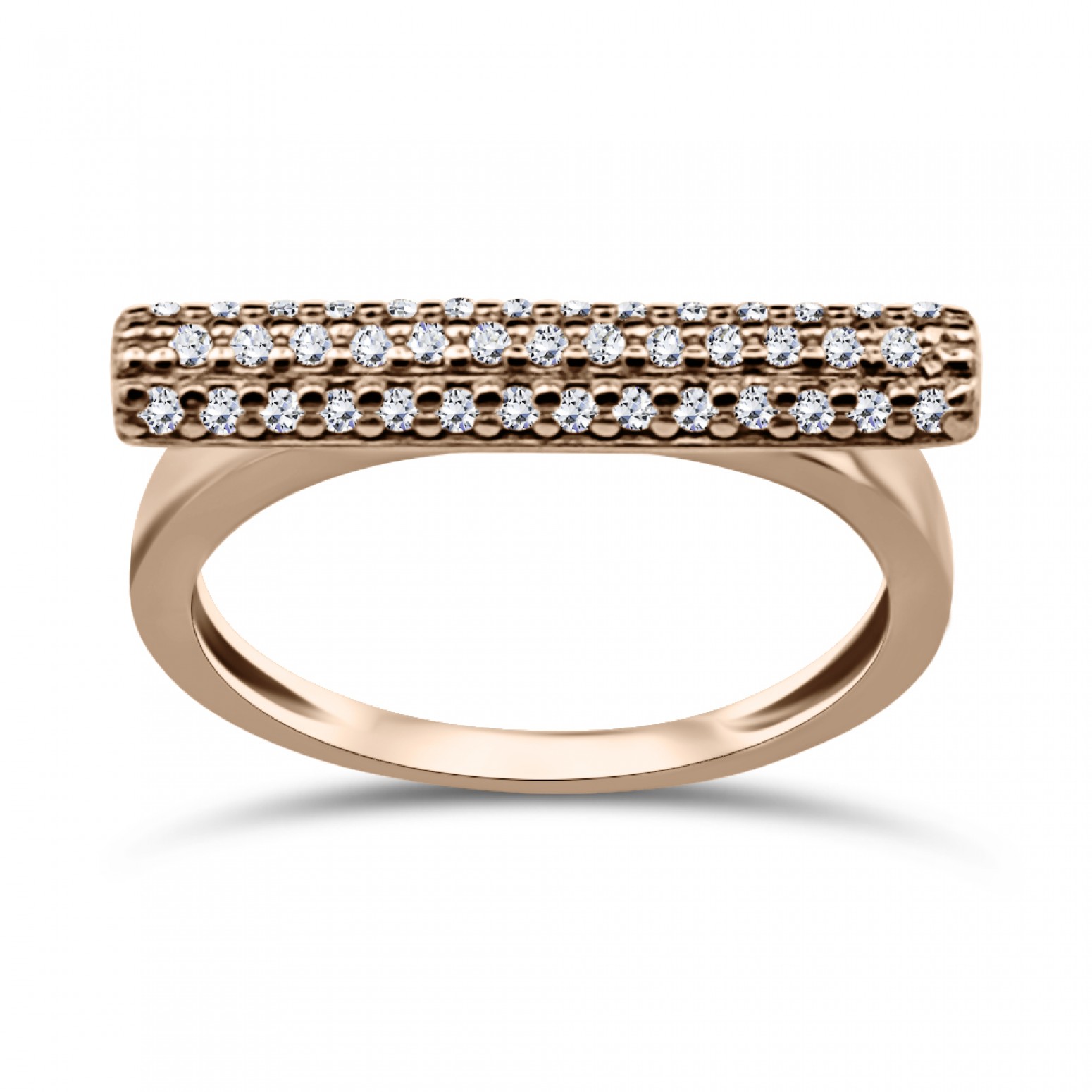 Multistone ring K9 pink gold with zircon, da3314 RINGS Κοσμηματα - chrilia.gr