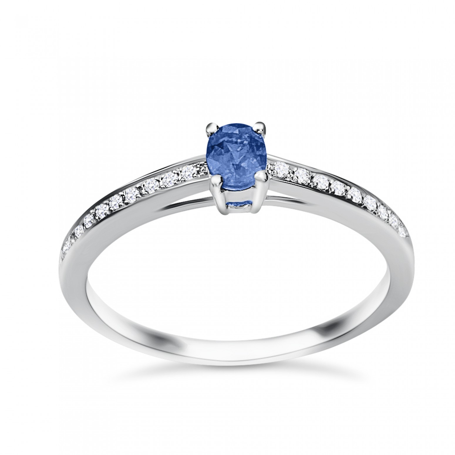 Solitaire ring 18K white gold with sapphire 0.28ct and diamonds, VS1, F da3436 ENGAGEMENT RINGS Κοσμηματα - chrilia.gr