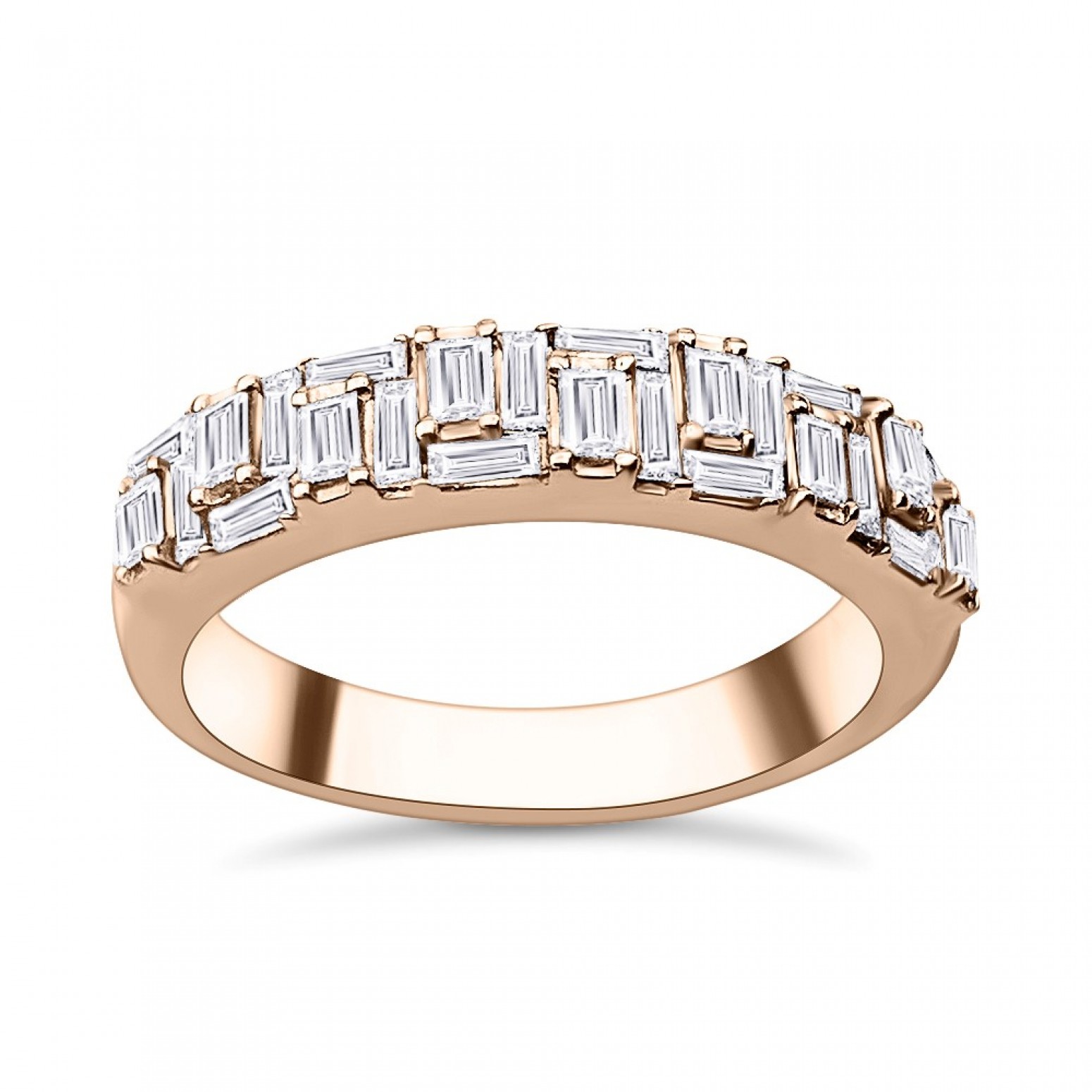 Half stone ring 18K pink gold with diamonds 0.66ct, VS1, F da3439 ENGAGEMENT RINGS Κοσμηματα - chrilia.gr