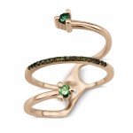 Multistone ring 18K pink gold with green diamonds 0.22c da3455 RINGS Κοσμηματα - chrilia.gr