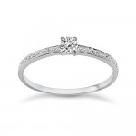 Solitaire ring 18K white gold with center diamond 0.11ct, SI1, F from IGL da3489 ENGAGEMENT RINGS Κοσμηματα - chrilia.gr