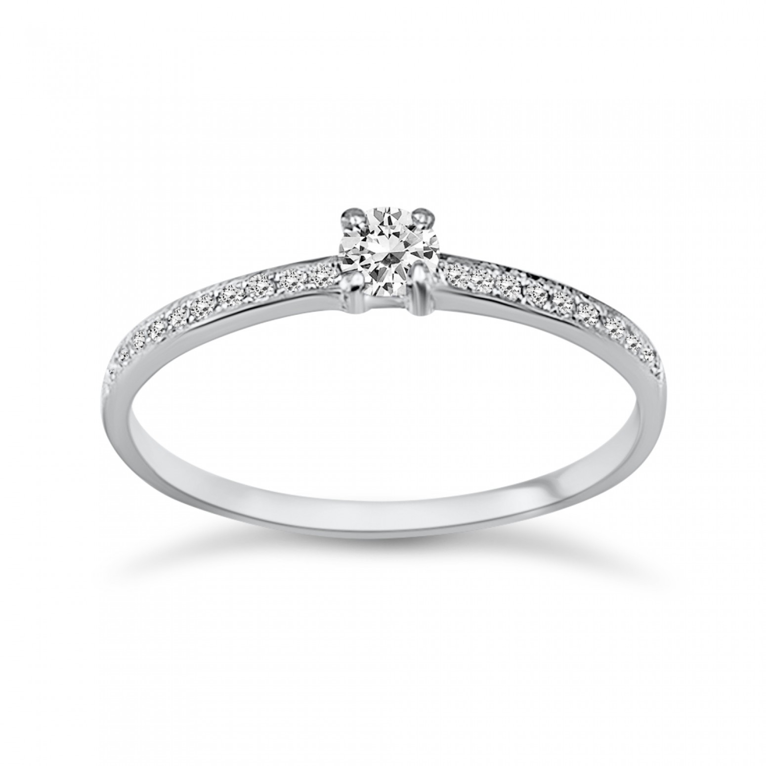 Solitaire ring 18K white gold with center diamond 0.11ct, SI1, F from IGL da3489 ENGAGEMENT RINGS Κοσμηματα - chrilia.gr
