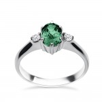 Solitaire ring 18K white gold with emerald 0.94ct and diamonds , VS1 F , da3492 ENGAGEMENT RINGS Κοσμηματα - chrilia.gr