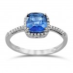 Solitaire ring 18K white gold with sapphire 1.12ct and diamonds , VS1, G da3532 ENGAGEMENT RINGS Κοσμηματα - chrilia.gr