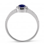 Solitaire ring 18K white gold with sapphire 0.41ct and diamonds, VS1, G da3541 ENGAGEMENT RINGS Κοσμηματα - chrilia.gr