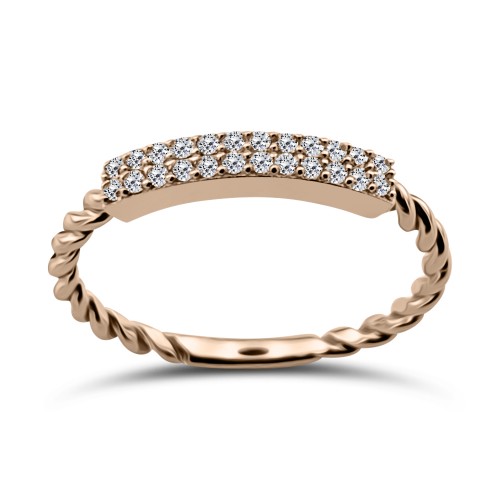 Multistone ring K14 pink gold with zircon, da3580 RINGS Κοσμηματα - chrilia.gr