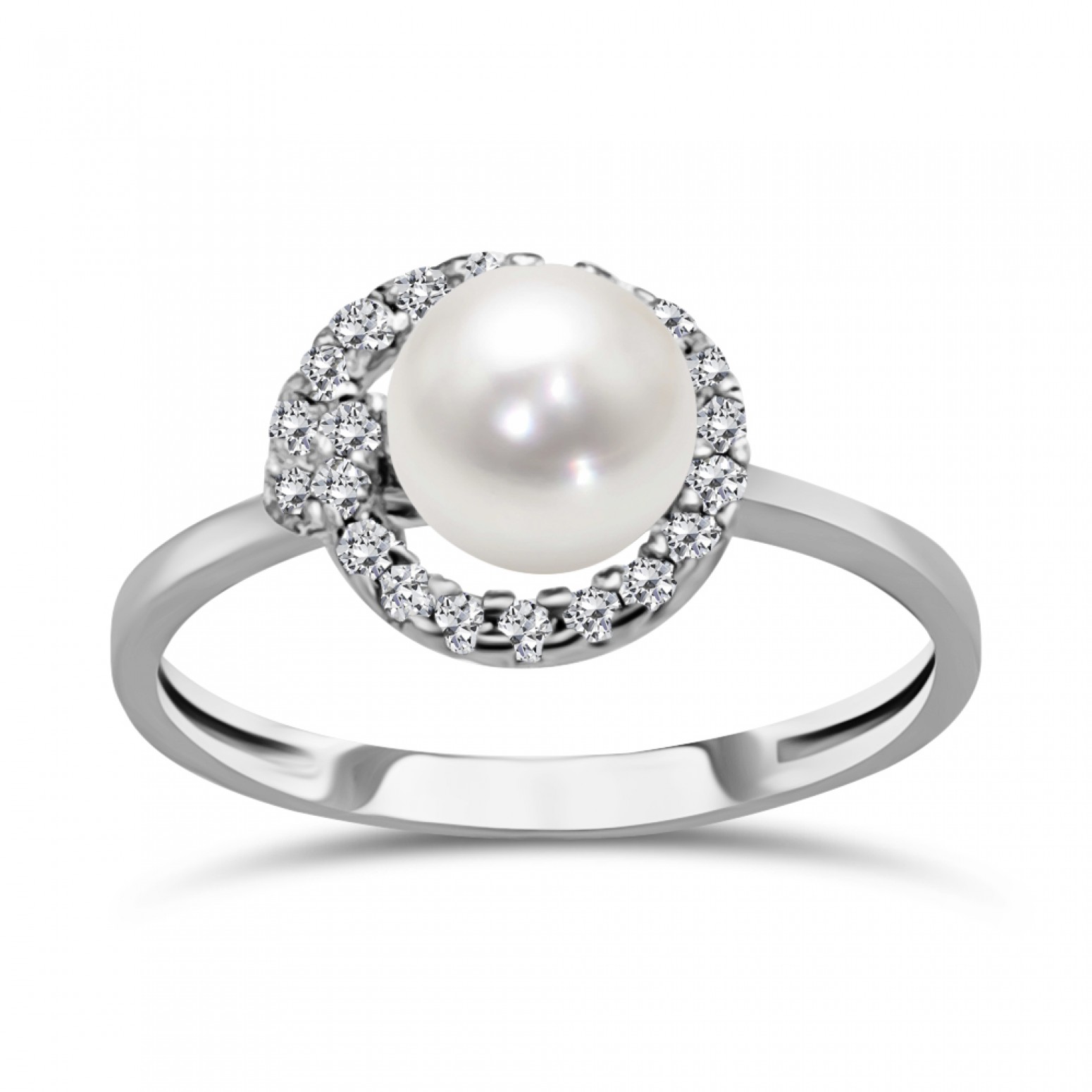 Multistone ring 14K white gold with pearl and zircon, da3617 ENGAGEMENT RINGS Κοσμηματα - chrilia.gr