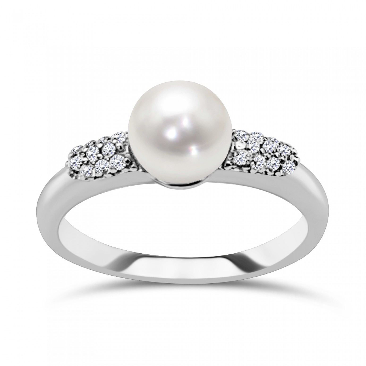 Multistone ring 14K white gold with pearl and zircon, da3618 ENGAGEMENT RINGS Κοσμηματα - chrilia.gr