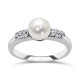Multistone ring 14K white gold with pearl and zircon, da3618