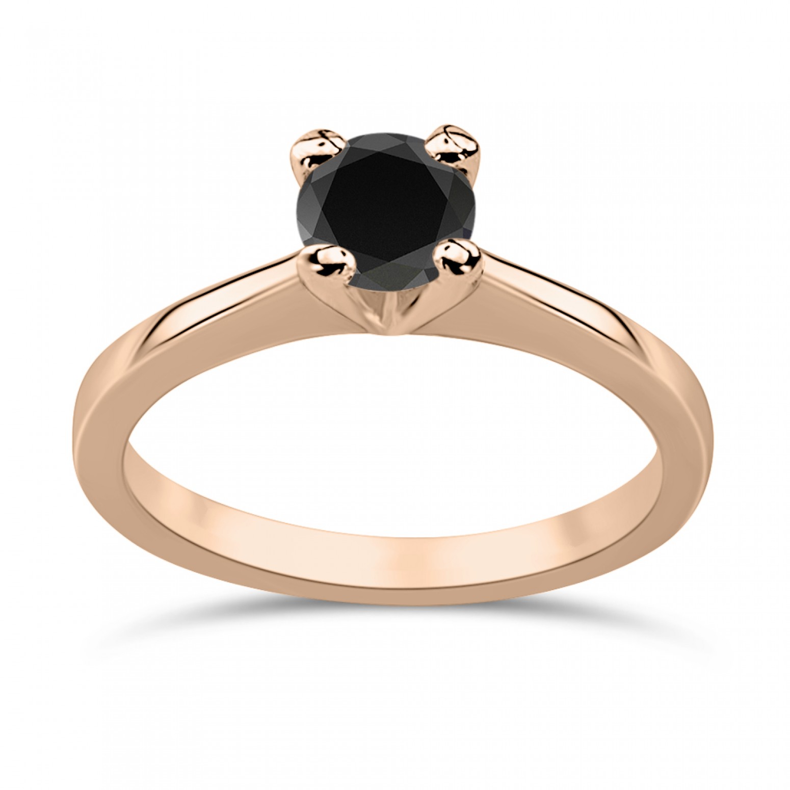 Solitaire ring 14K pink gold with black zircon, da3665 ENGAGEMENT RINGS Κοσμηματα - chrilia.gr