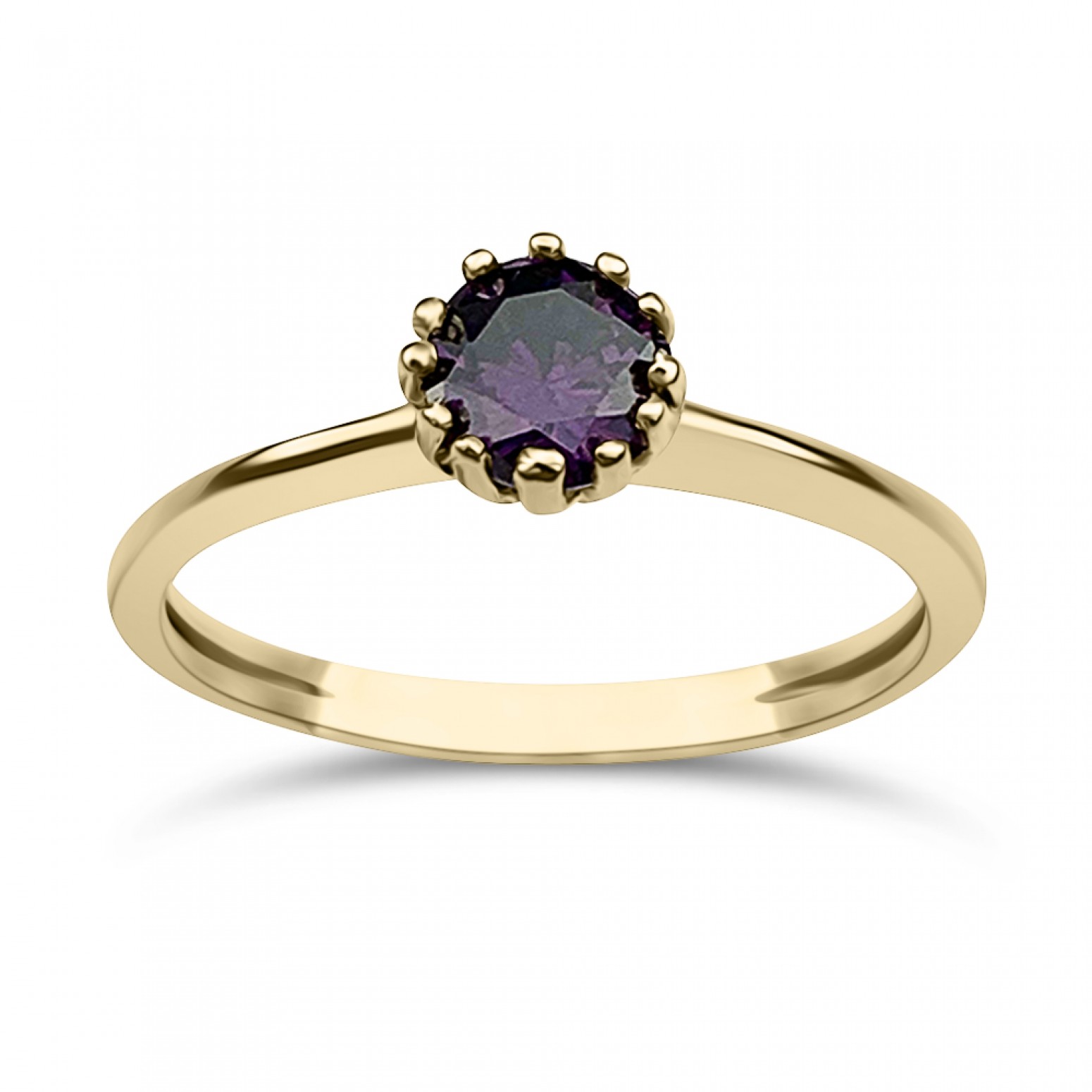Solitaire ring 14K gold with purple zircon, da3674 ENGAGEMENT RINGS Κοσμηματα - chrilia.gr