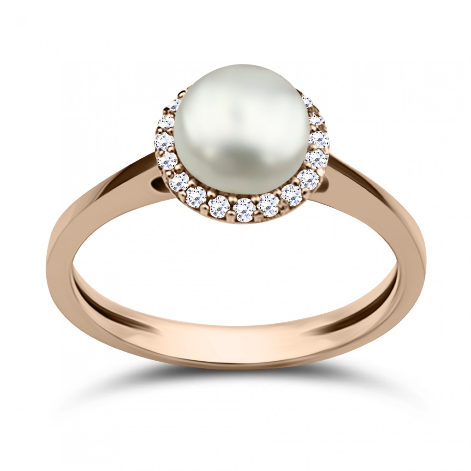 Multistone ring 14K pink gold with pearl and zircon, da3675 ENGAGEMENT RINGS Κοσμηματα - chrilia.gr