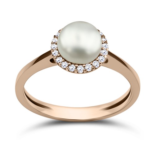 Multistone ring 14K pink gold with pearl and zircon, da3675 ENGAGEMENT RINGS Κοσμηματα - chrilia.gr