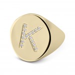 Ring with monogram K, K9 gold with zircon, da3564 RINGS Κοσμηματα - chrilia.gr