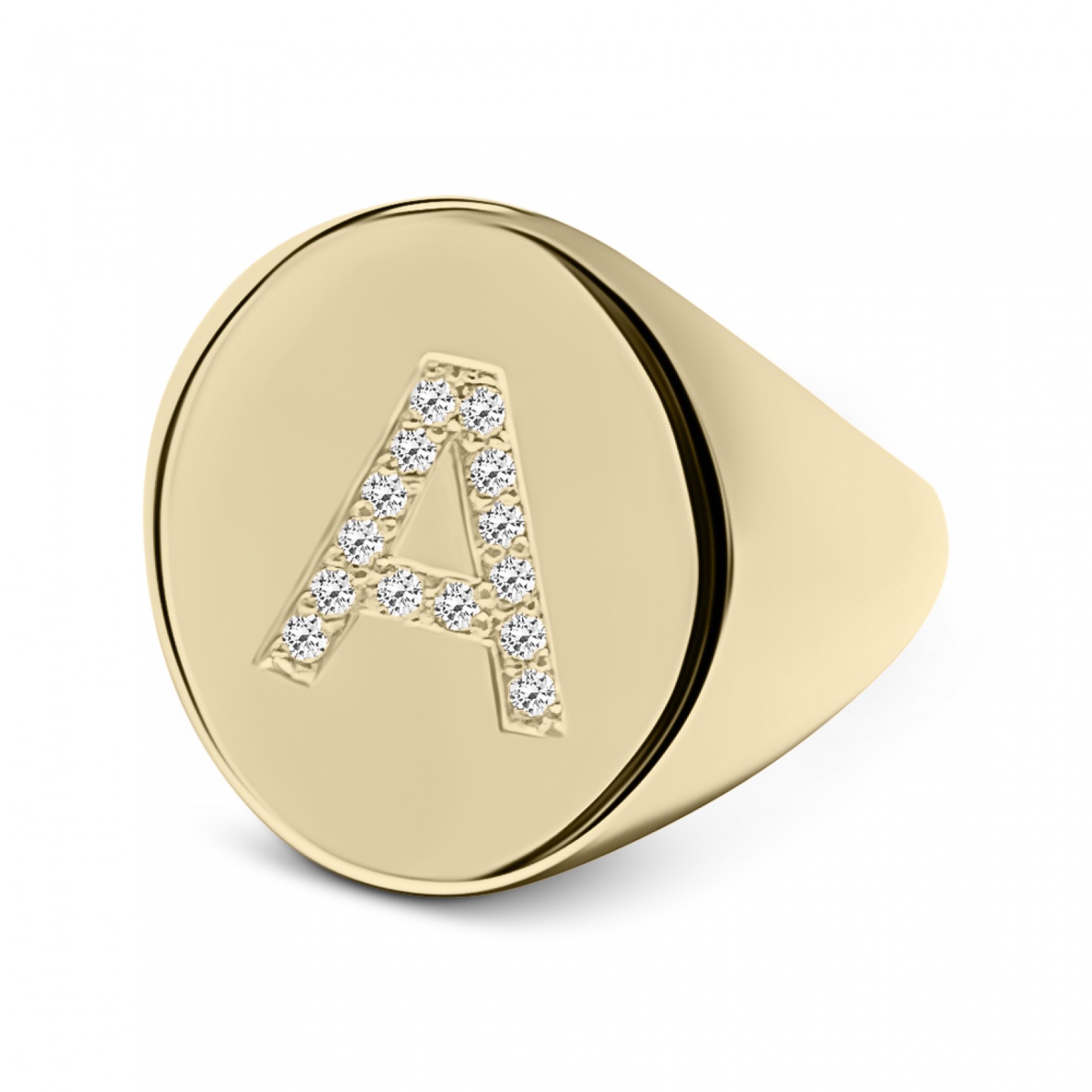 Ring with monogram A, K9 gold with zircon, da3565 RINGS Κοσμηματα - chrilia.gr