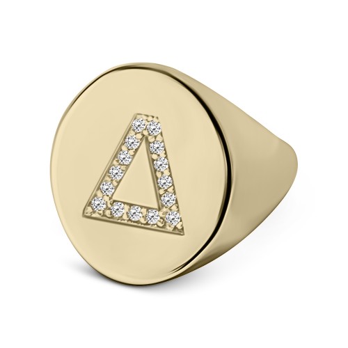 Ring with monogram Δ, K9 gold with zircon, da3566 RINGS Κοσμηματα - chrilia.gr