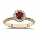Solitaire ring 18K pink gold with ruby 0.27ct and diamonds VS1, G da3683 ENGAGEMENT RINGS Κοσμηματα - chrilia.gr