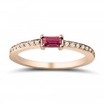 Solitaire ring 18K pink gold with ruby 0.16ct and diamonds, VS1, G da3686 ENGAGEMENT RINGS Κοσμηματα - chrilia.gr